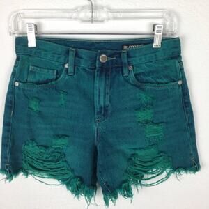 Blank NYC Green Distressed Denim Shorts size 25